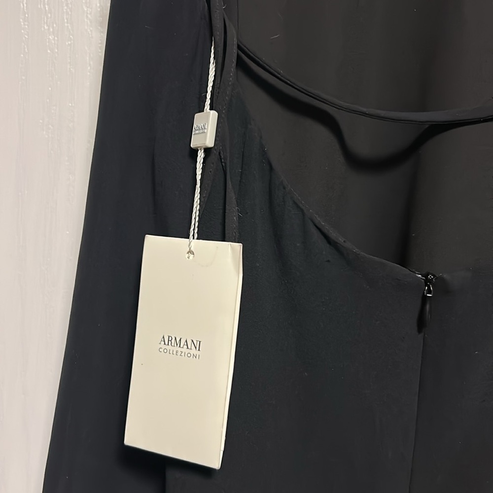 Armani Collezioni NWT 100% silk black cowl with halter strap neck cocktail dress - Picture 3 of 14